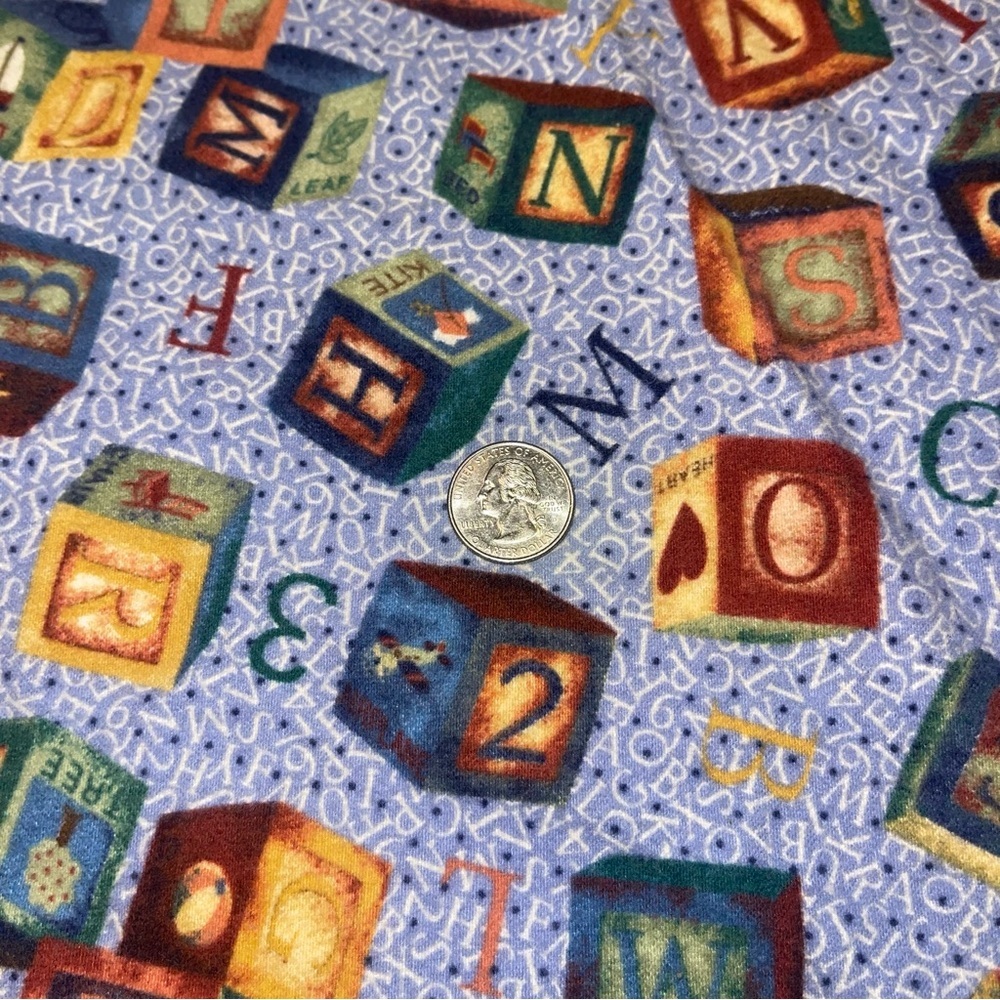 Alphabet Block Patterned flannel Fabric 1.5 yards - Picture 2 of 5